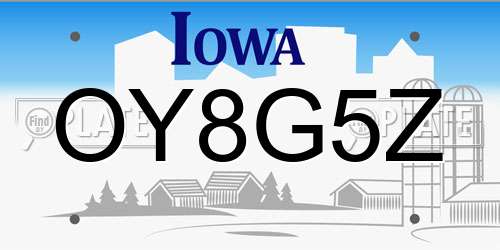 OY8G5Z Iowa License Plate