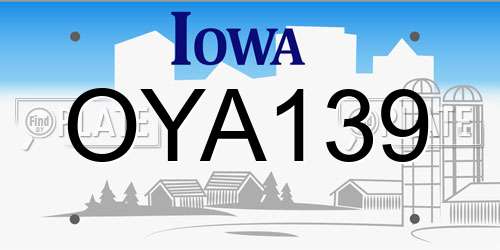 OYA139 Iowa License Plate