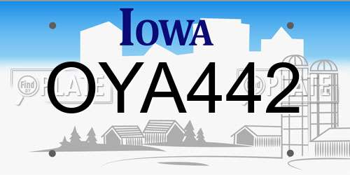 OYA442 Iowa License Plate