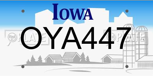 OYA447 Iowa License Plate