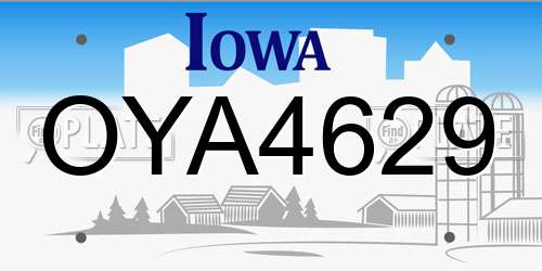 OYA4629 Iowa License Plate