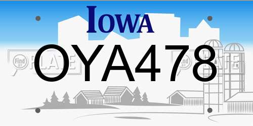 OYA478 Iowa License Plate