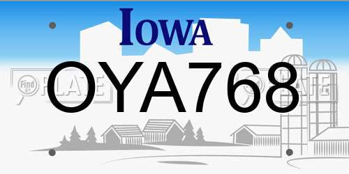 OYA768 Iowa License Plate