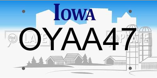 OYAA47 Iowa License Plate