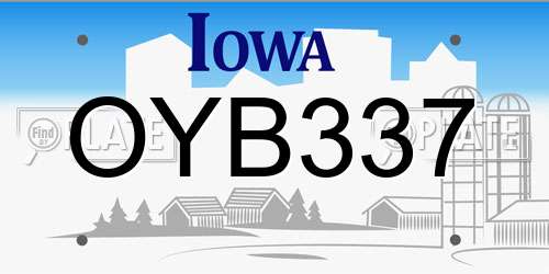 OYB337 Iowa License Plate