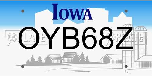 OYB68Z Iowa License Plate