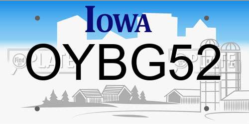 OYBG52 Iowa License Plate