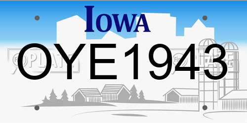 OYE1943 Iowa License Plate