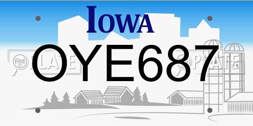 OYE687 Iowa License Plate