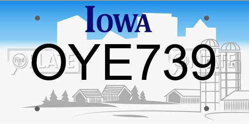 OYE739 Iowa License Plate