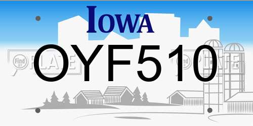 OYF510 Iowa License Plate