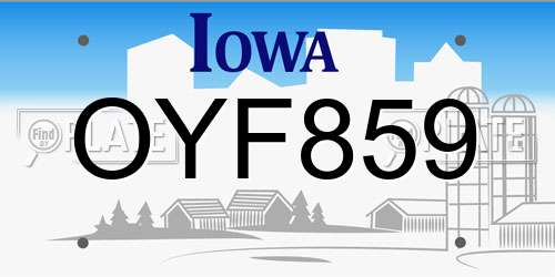 OYF859 Iowa License Plate