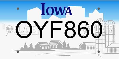 OYF860 Iowa License Plate