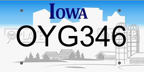 OYG346 Iowa License Plate