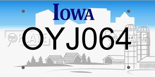OYJ064 Iowa License Plate