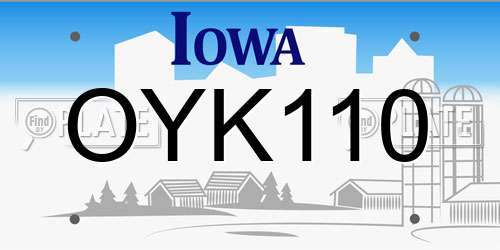 OYK110 Iowa License Plate