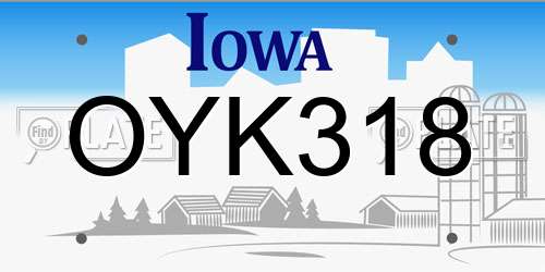 OYK318 Iowa License Plate