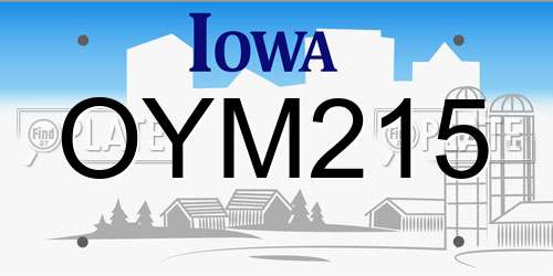 OYM215 Iowa License Plate