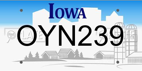 OYN239 Iowa License Plate