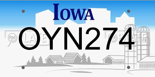 OYN274 Iowa License Plate