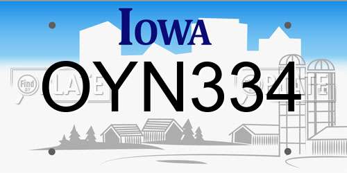 OYN334 Iowa License Plate