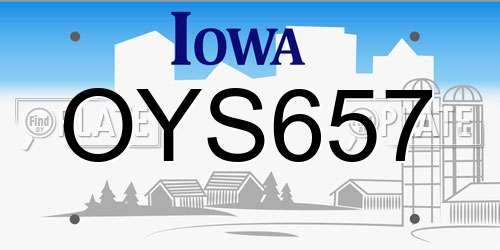 OYS657 Iowa License Plate