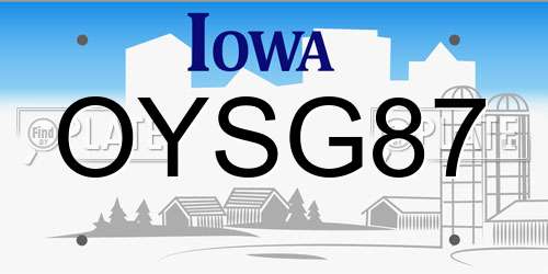 OYSG87 Iowa License Plate