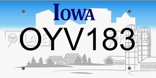 OYV183 Iowa License Plate