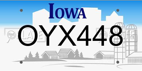 OYX448 Iowa License Plate