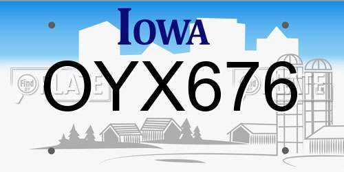 OYX676 Iowa License Plate