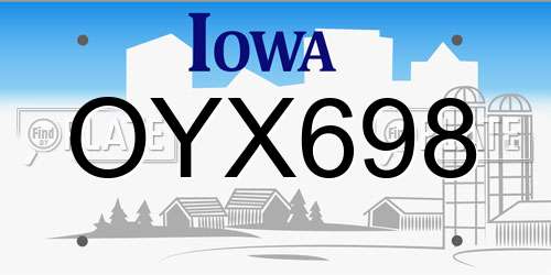 OYX698 Iowa License Plate