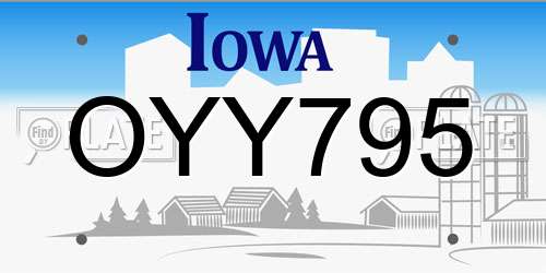 OYY795 Iowa License Plate