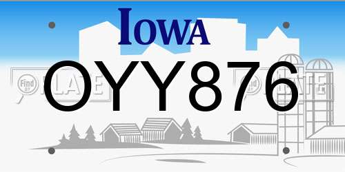 OYY876 Iowa License Plate