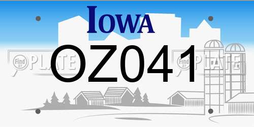 OZ041 Iowa License Plate