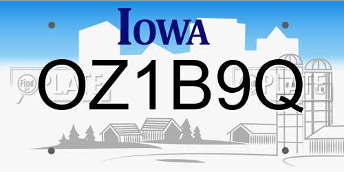 OZ1B9Q Iowa License Plate