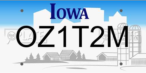 OZ1T2M Iowa License Plate