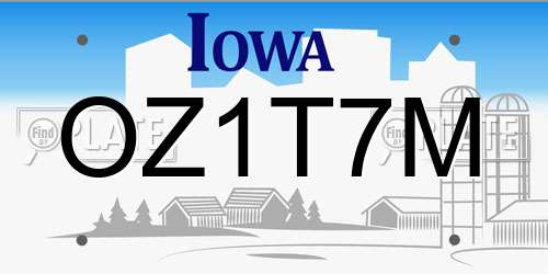 OZ1T7M Iowa License Plate