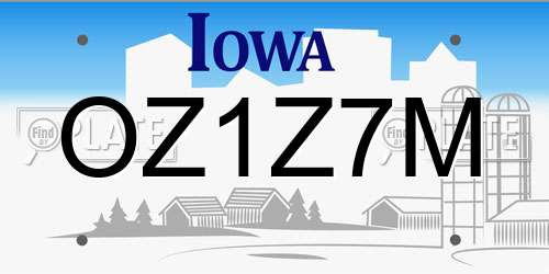 OZ1Z7M Iowa License Plate