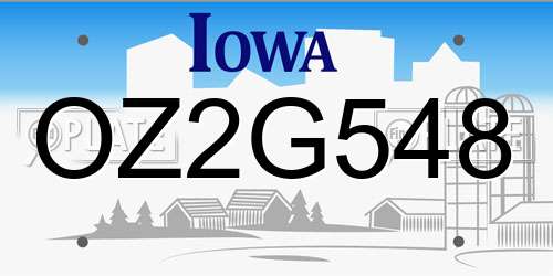 OZ2G548 Iowa License Plate