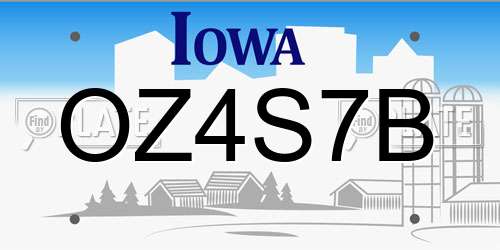 OZ4S7B Iowa License Plate