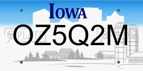 OZ5Q2M Iowa License Plate