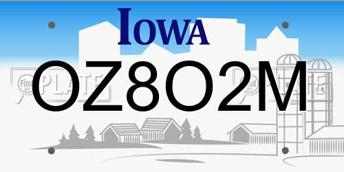 OZ8O2M Iowa License Plate