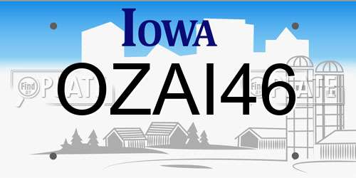 OZAI46 Iowa License Plate