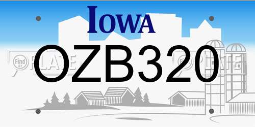 OZB320 Iowa License Plate