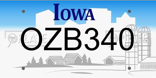 OZB340 Iowa License Plate