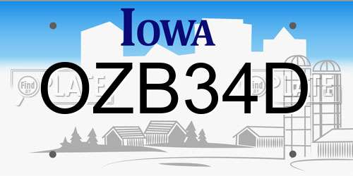 OZB34D Iowa License Plate