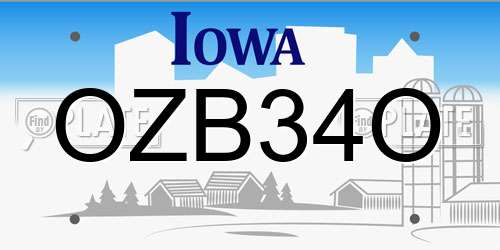 OZB34O Iowa License Plate