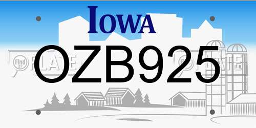 OZB925 Iowa License Plate