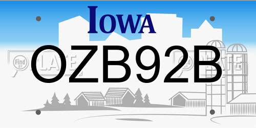 OZB92B Iowa License Plate