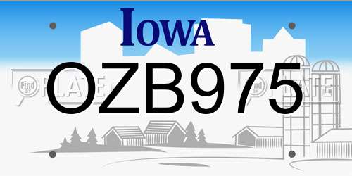 OZB975 Iowa License Plate